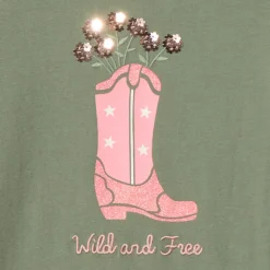T-shirt manches longues print santiags et broderie pour fille