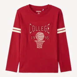 T-shirt manches longues print basket en relief pour garçon