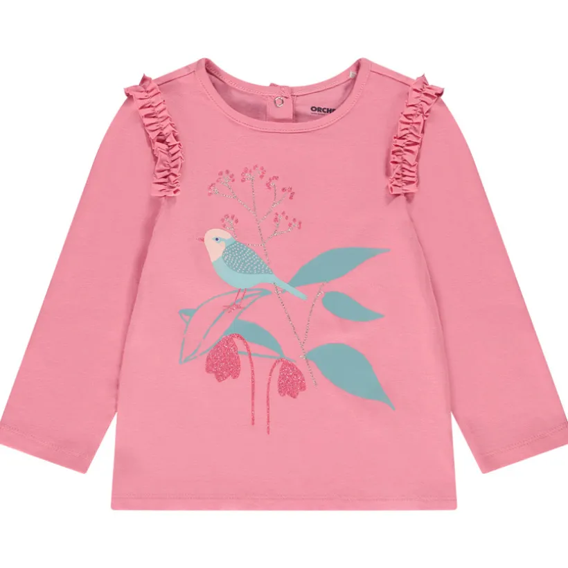 T-shirt manches longues à ruché print pailleté pour bébé fille