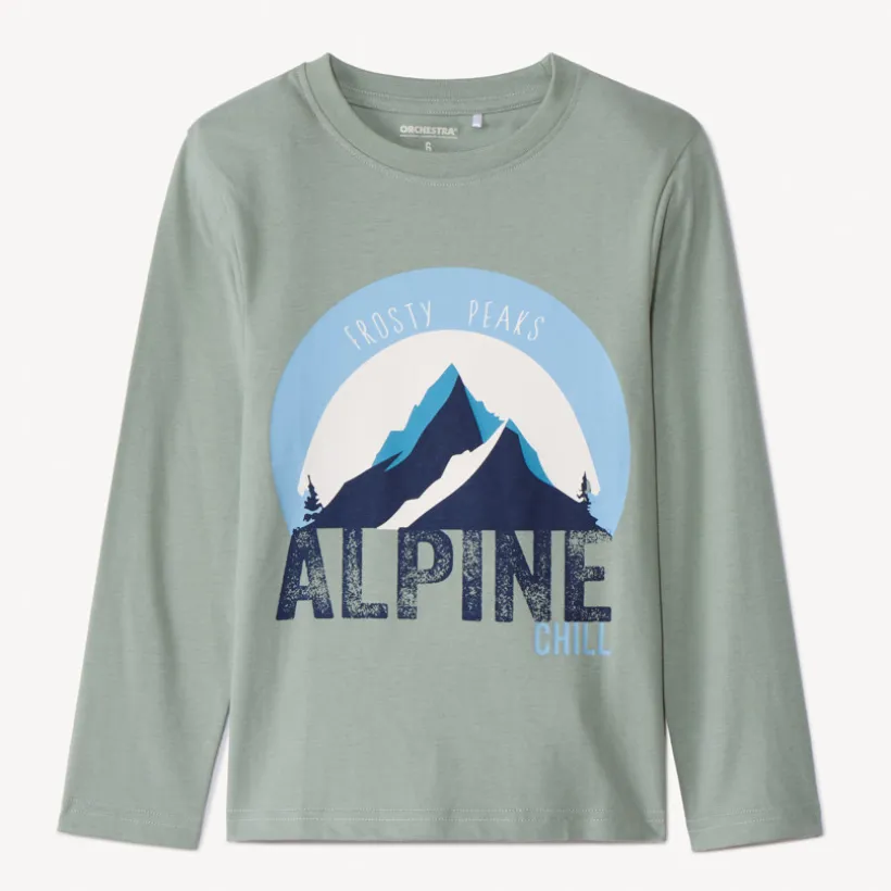 T-shirt manches longues uni avec soft print pour garçon