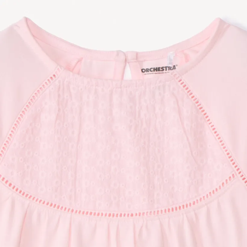 T-shirt manches longues uni à broderie pour fille