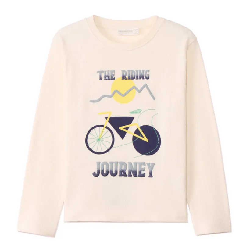 T-shirt manches longues uni à broderies fantaisies pour garçon