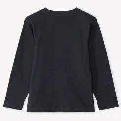 T-shirt manches longues uni à motif brodé effet bouclette pour garçon
