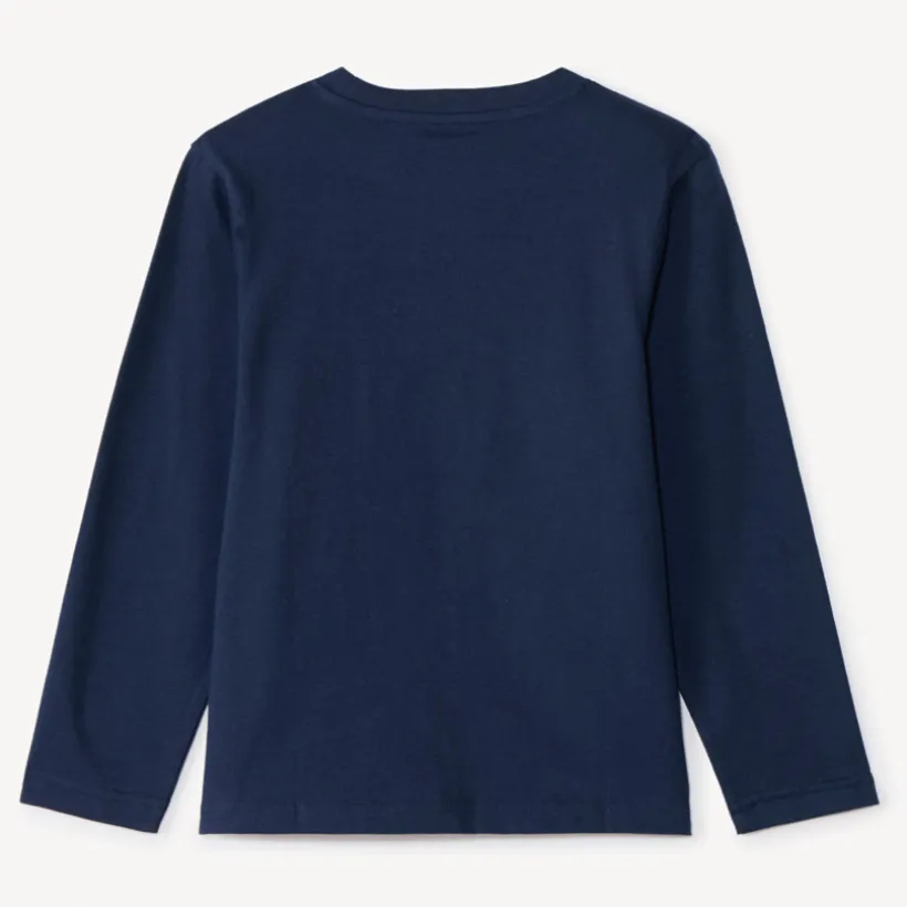 T-shirt manches longues uni à motif brodé effet bouclette pour garçon