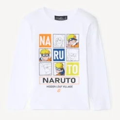 T-shirt manches longues uni print Naruto pour garçon
