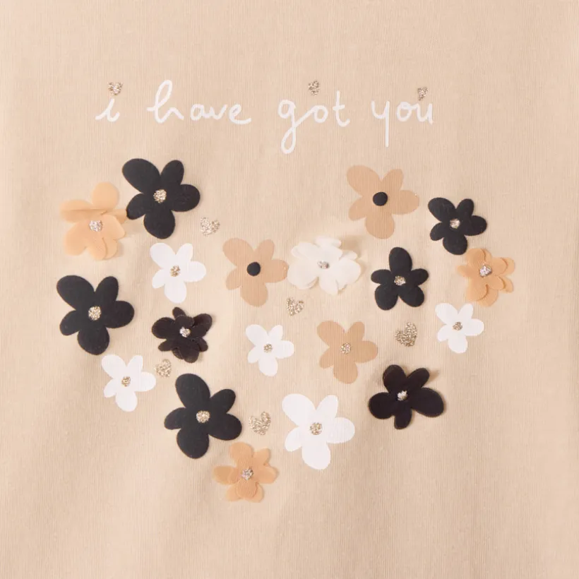 T-shirt manches longues uni à print fantaisie pour bébé fille