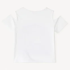 T-shirt épaules dénudées print léopard à sequins pour fille