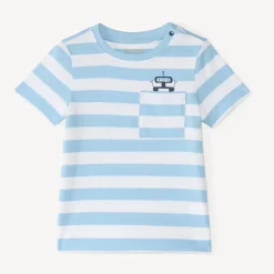 T-shirt à rayures print robot pour bébé garçon