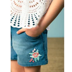 Tunique en voile manches volantée et broderie anglaise pour fille