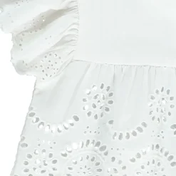 Tunique en voile manches volantée et broderie anglaise pour fille