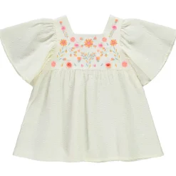 Tunique manches courtes avec plumetis et broderies pour fille