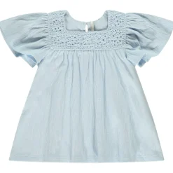 Tunique manches courtes en crochet fantaisie pour bébé fille