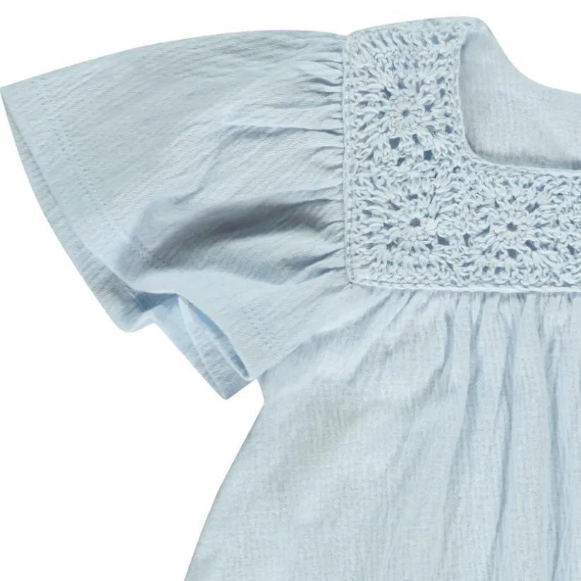 Tunique manches courtes en crochet fantaisie pour bébé fille