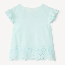 Tunique manches courtes en voile fantaisie uni pour fille