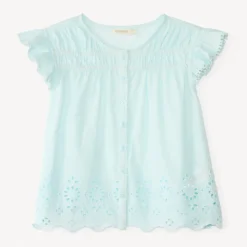 Tunique manches courtes en voile fantaisie uni pour fille