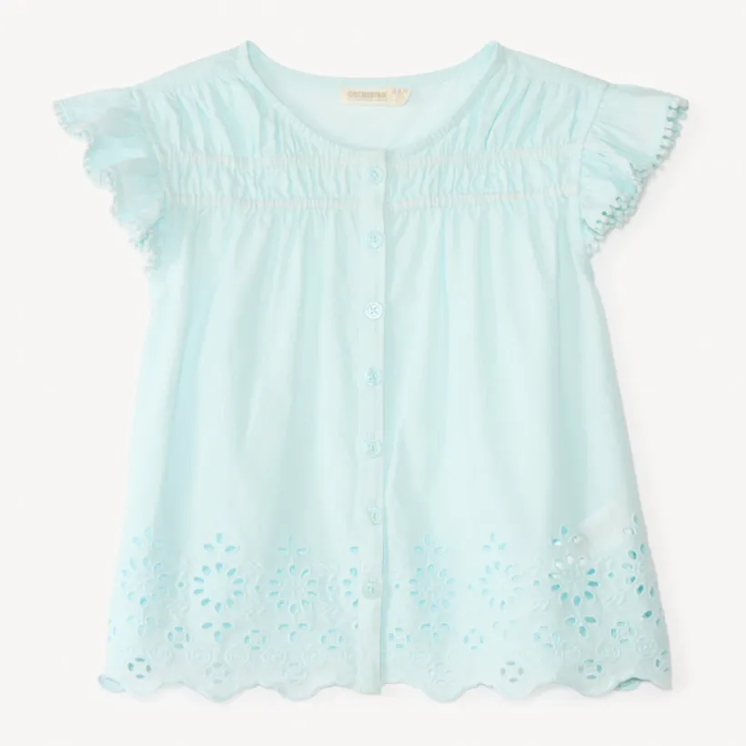 Tunique manches courtes en voile fantaisie uni pour fille