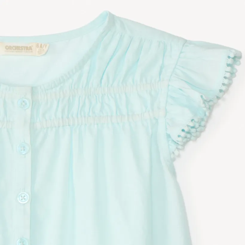 Tunique manches courtes en voile fantaisie uni pour fille