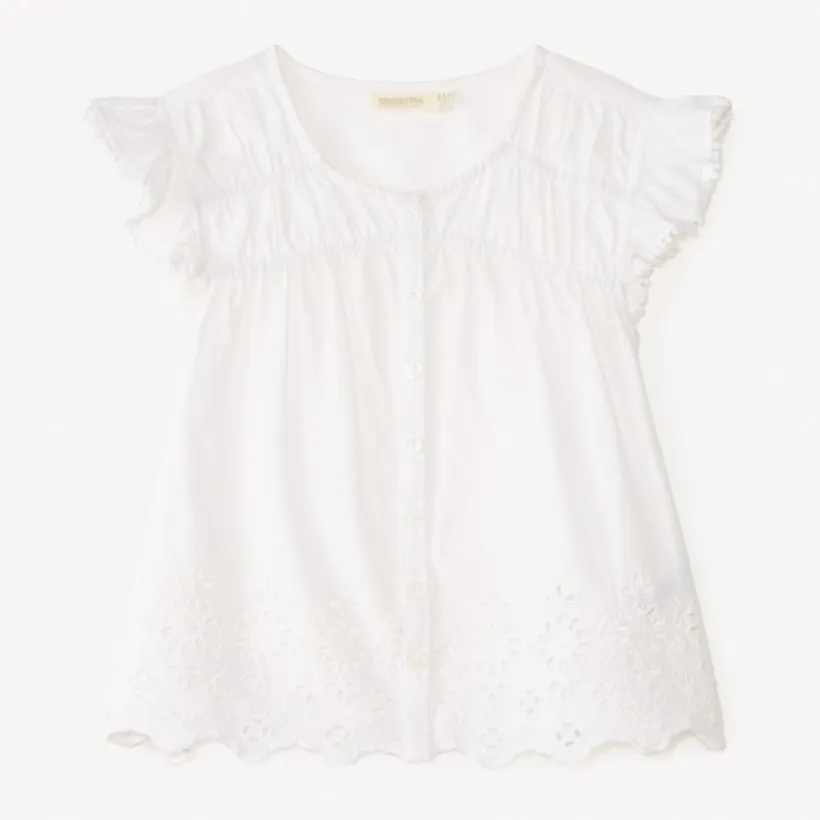 Tunique manches courtes en voile fantaisie uni pour fille