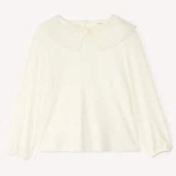 Tunique à manches longues avec col Claudine en broderie anglaise pour fille