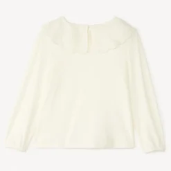 Tunique à manches longues avec col Claudine en broderie anglaise pour fille