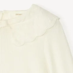 Tunique à manches longues avec col Claudine en broderie anglaise pour fille
