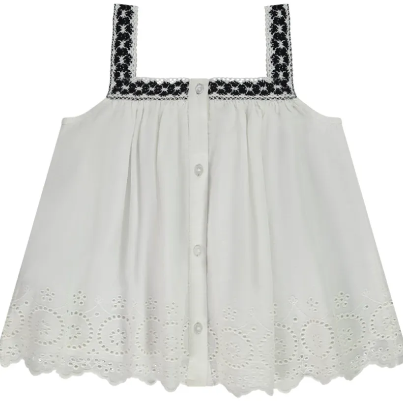 Tunique sans manches avec broderie anglaise pour fille