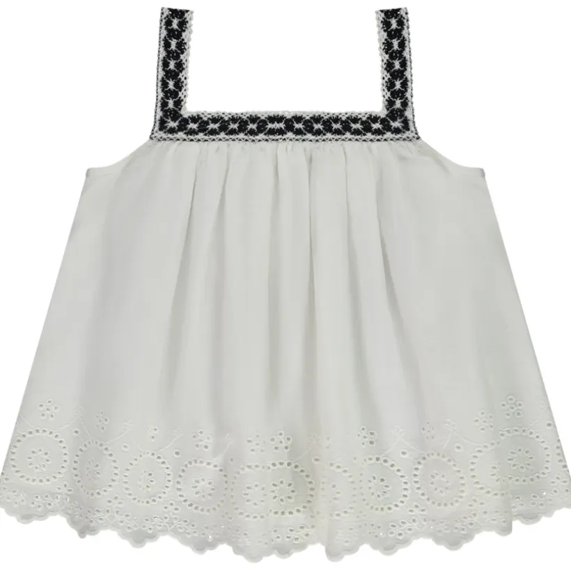 Tunique sans manches avec broderie anglaise pour fille