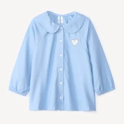 Tunique style chemise manches longues à cœur brodé pour bébé fille