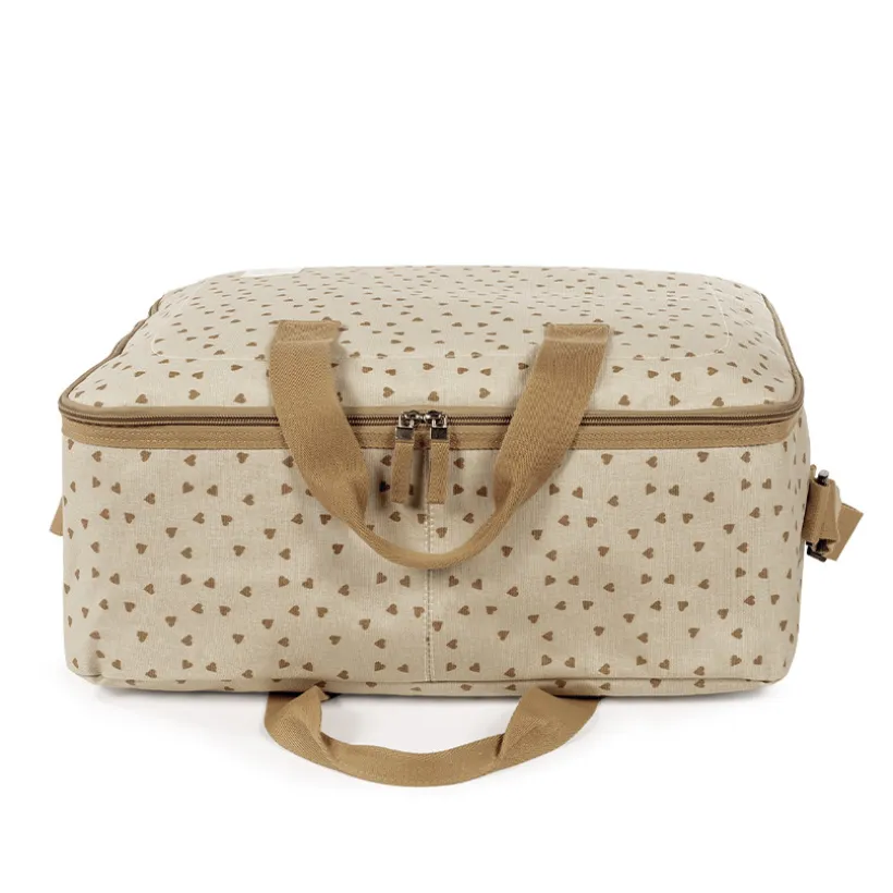 Valise bébé de maternité imprimé cœurs Poppy cannelle