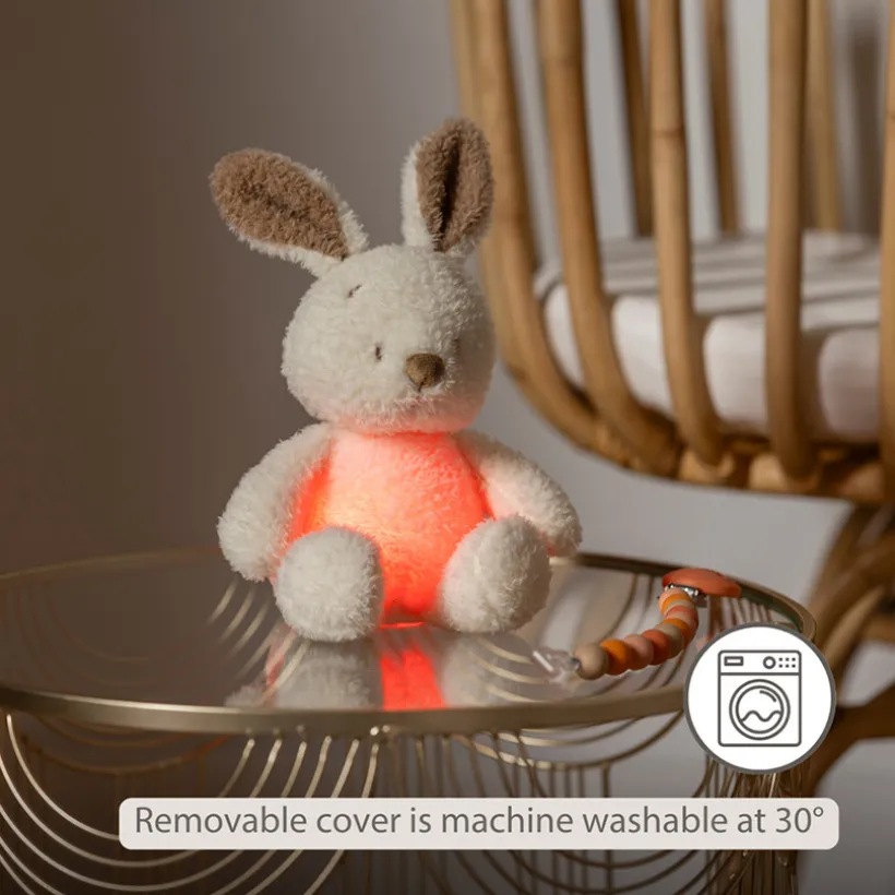 Veilleuse mini Peluche Lapin 25cm Teddy Bouclette Ecru