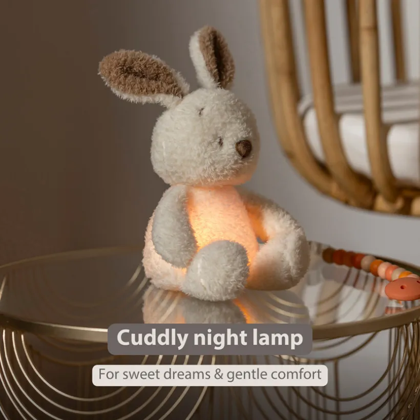 Veilleuse mini Peluche Lapin 25cm Teddy Bouclette Ecru