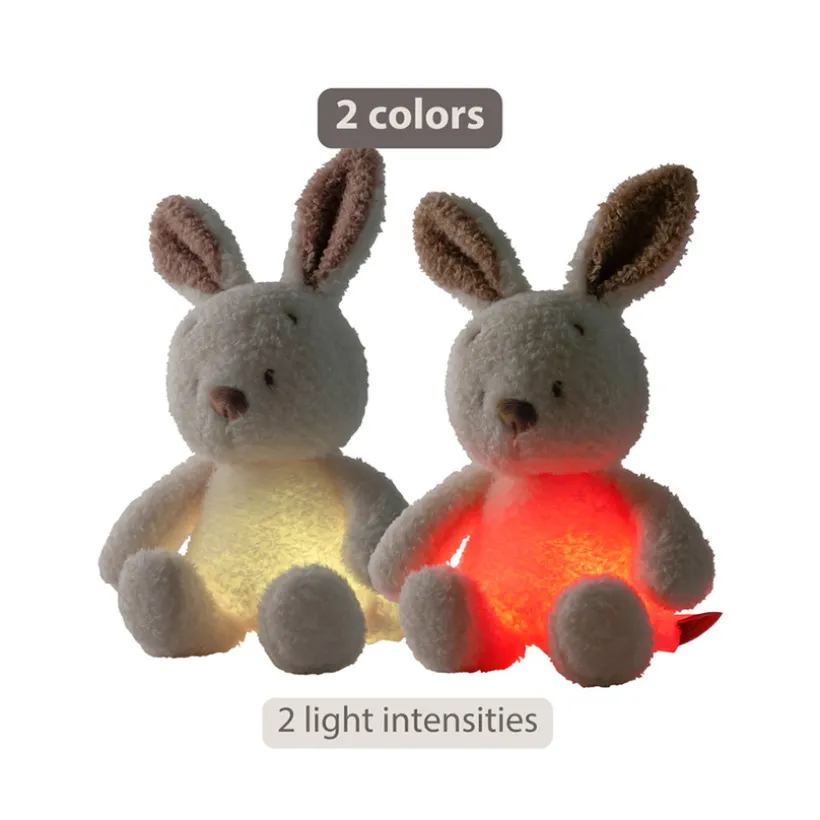 Veilleuse mini Peluche Lapin 25cm Teddy Bouclette Ecru