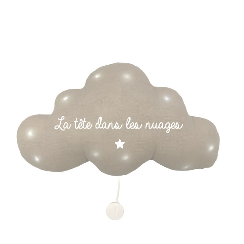 Veilleuse musicale "La tête dans les nuages" - Beige