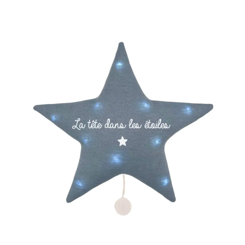 Veilleuse musicale étoile "La tête dans les étoiles" - Bleu