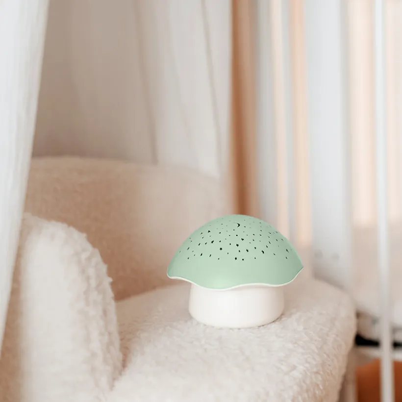 Veilleuse projecteur d'étoiles et musical Vert Champignon Vert