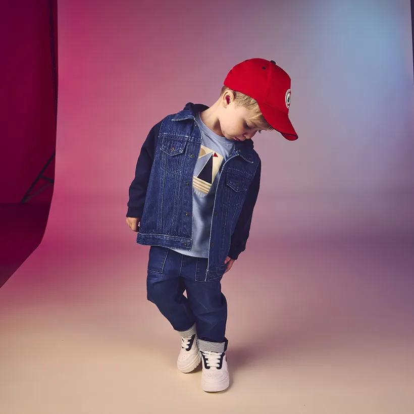 Veste bi-matière à capuche pour bébé garçon