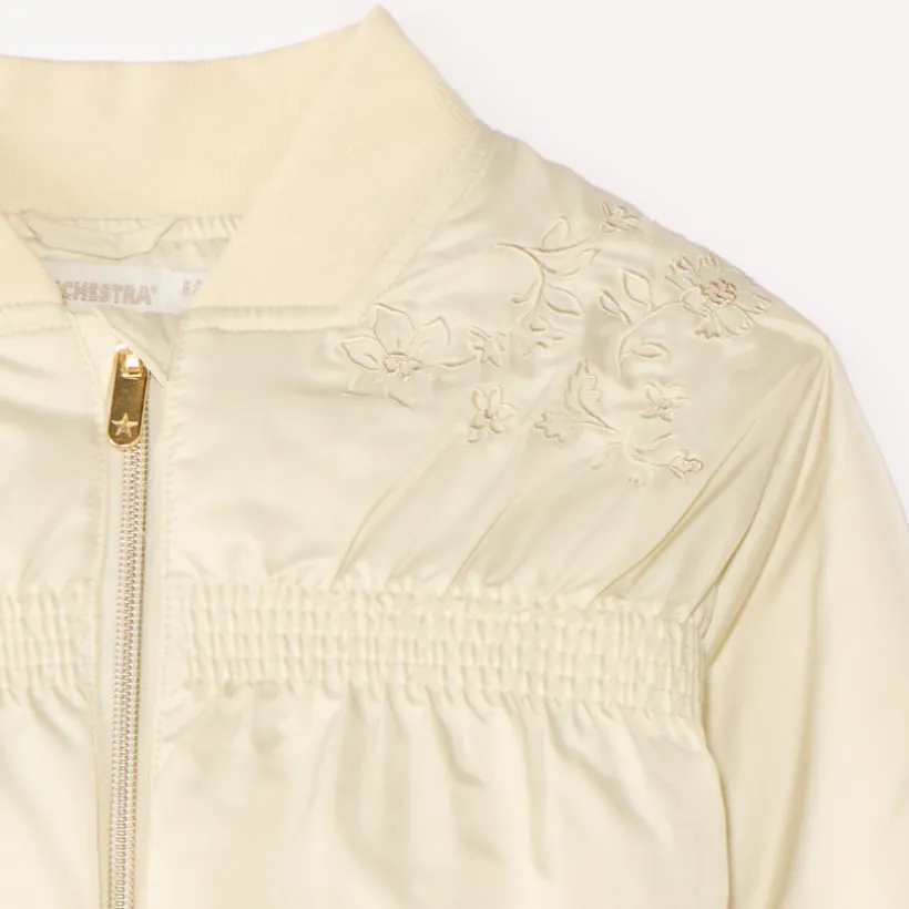 Veste bomber fille en toile avec broderie fleurie