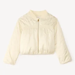 Veste bomber fille en toile avec broderie fleurie