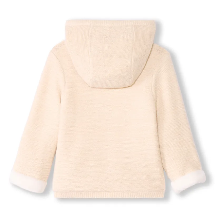 Veste à capuche en tricot avec broderie coeur pour bébé fille