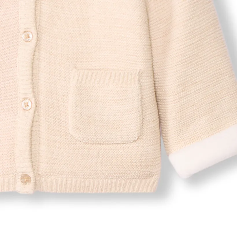 Veste à capuche en tricot avec broderie coeur pour bébé fille
