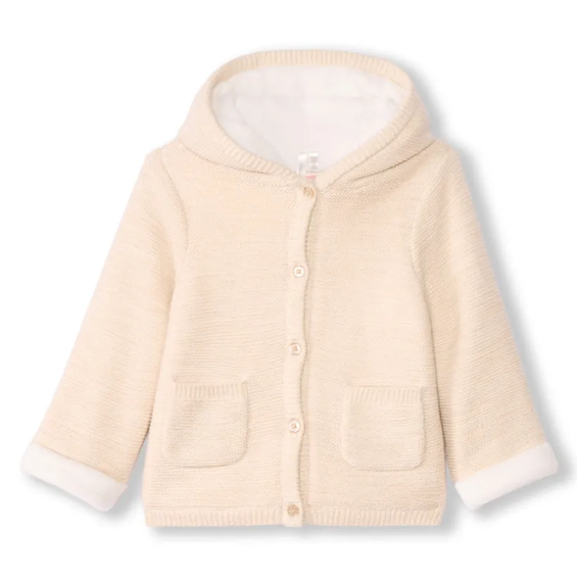 Veste à capuche en tricot avec broderie coeur pour bébé fille