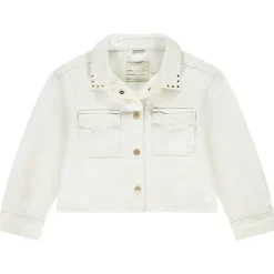 Veste courte en jean avec rivets pour fille