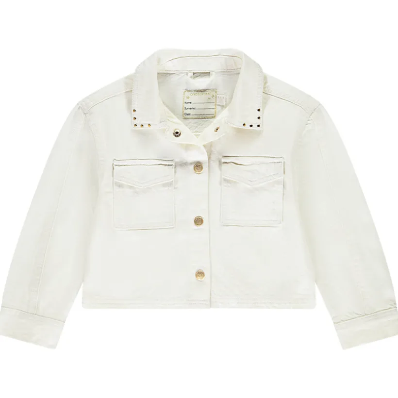 Veste courte en jean avec rivets pour fille