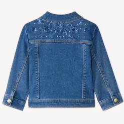 Veste effet jean avec dos brodé fleurs pour bébé fille