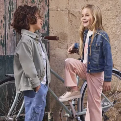 Veste effet jean à poches pour fille