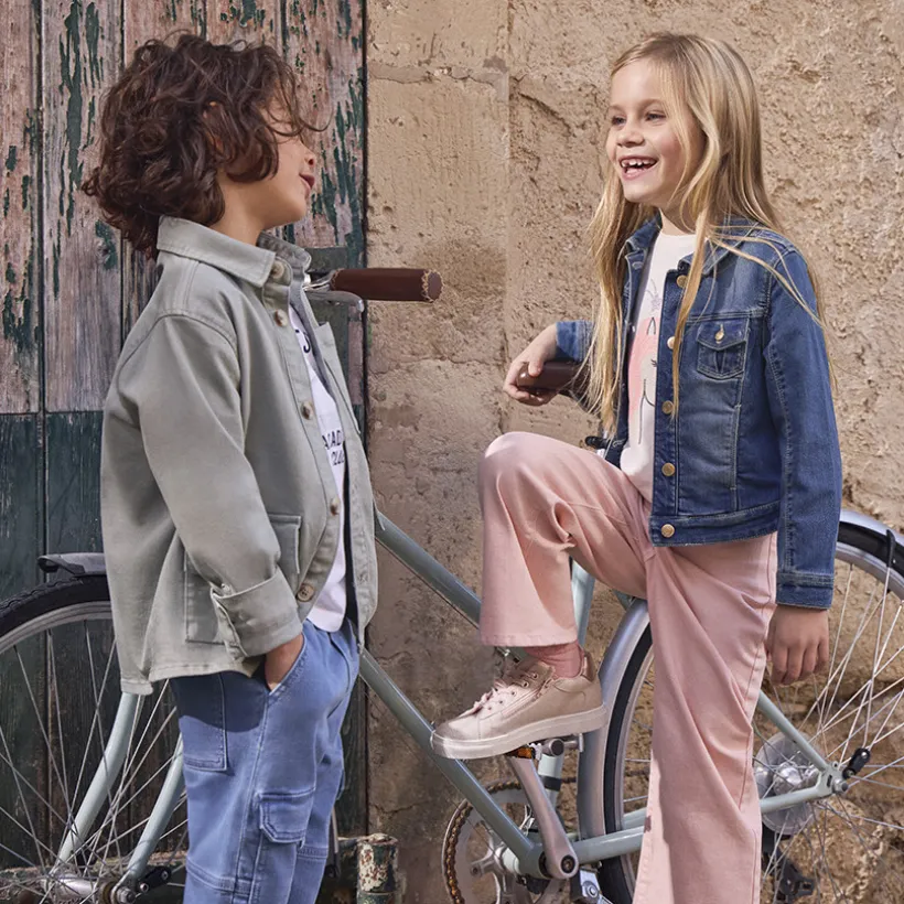 Veste effet jean à poches pour fille