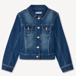 Veste effet jean à poches pour fille