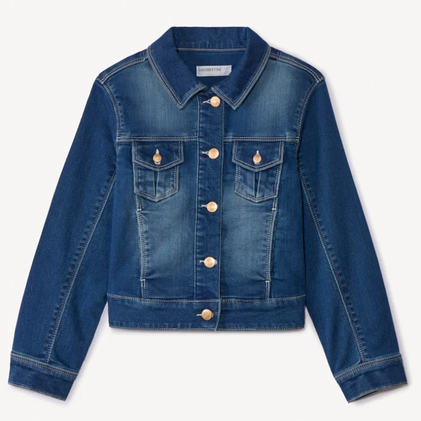 Veste effet jean à poches pour fille
