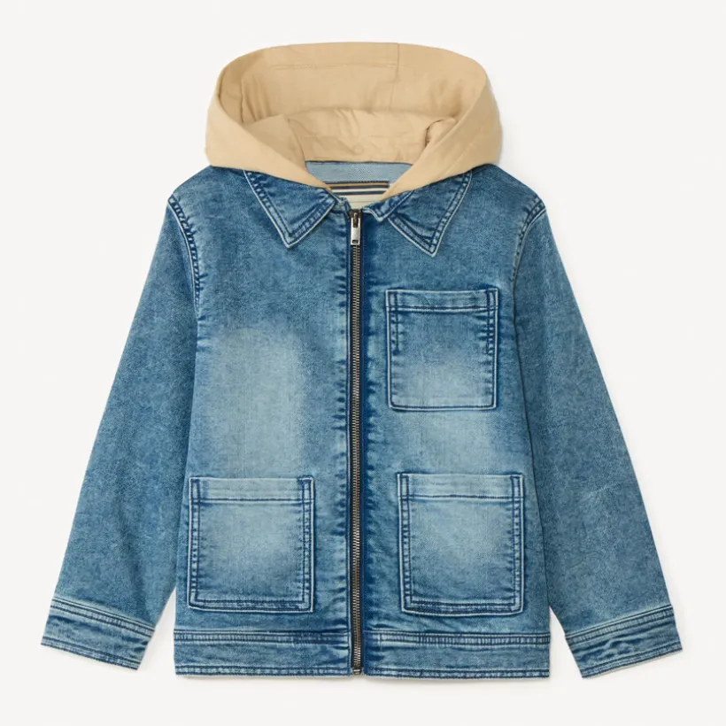 Veste en jean avec capuche amovible pour garçon