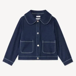 Veste en jean fille avec col claudine